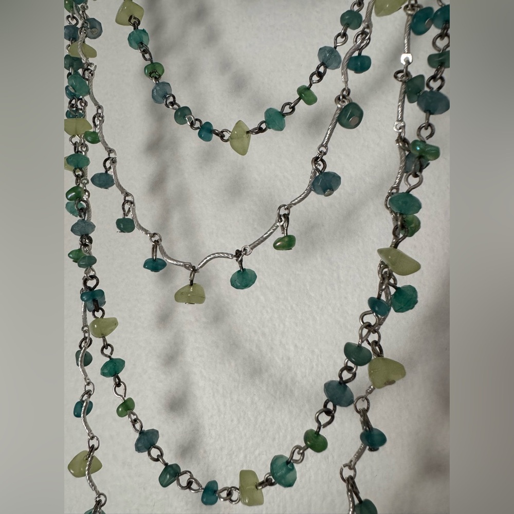 Alfani Blue and Green Stone Silver Statement Necklace - Picture 2 of 5